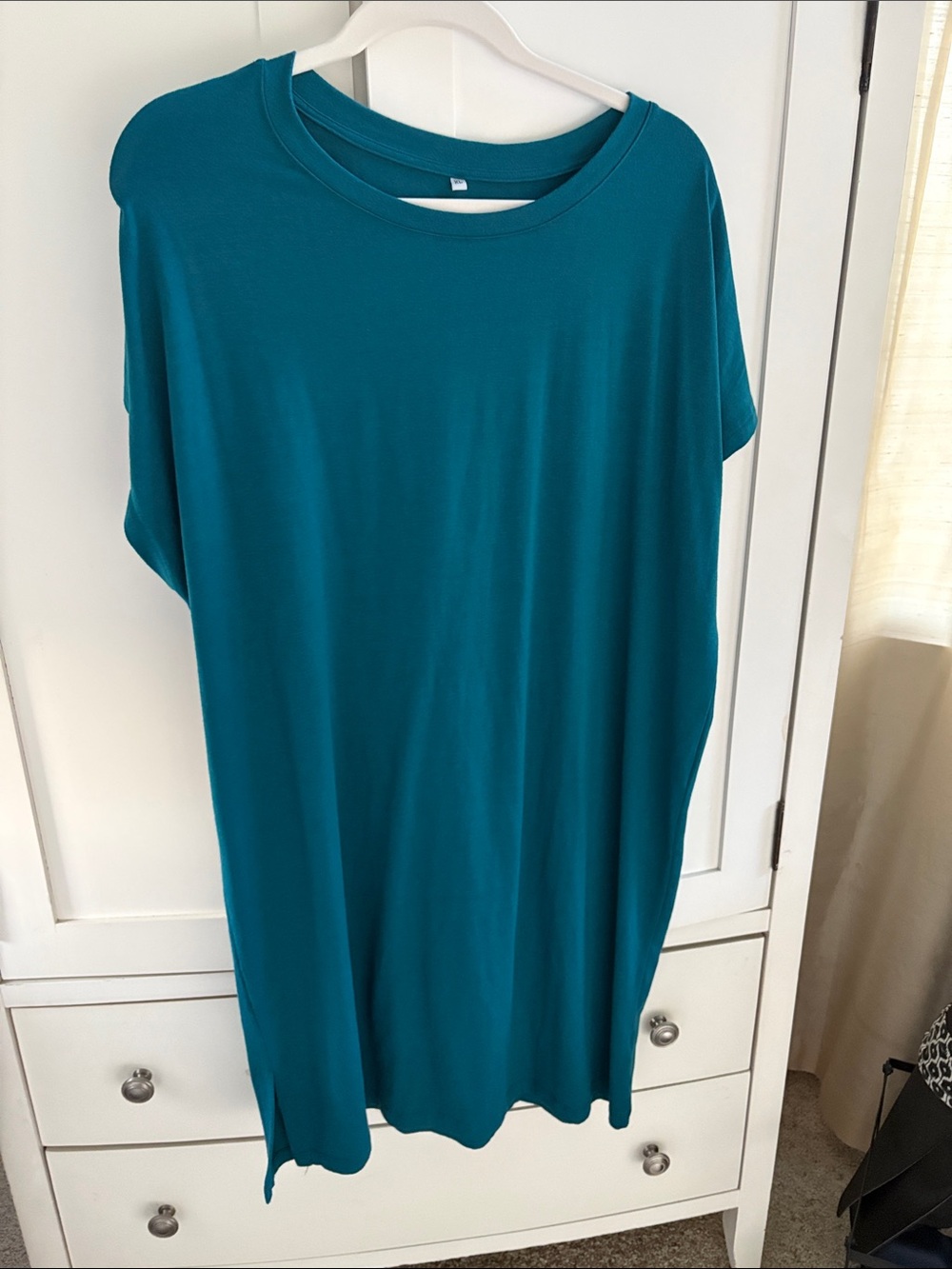 Relaxed Teal Short Sleeve T Shirt Dress XL